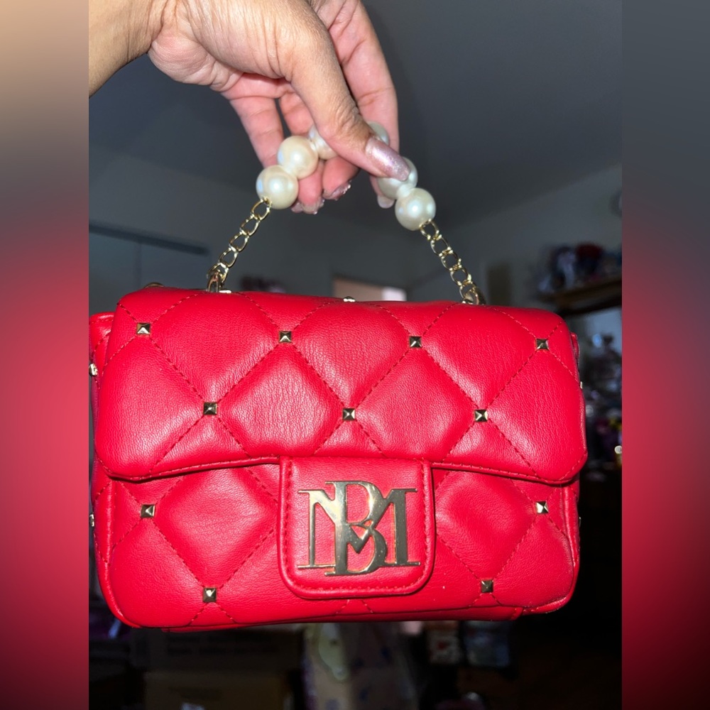 Badgley Mischka Red Pearl Handbag